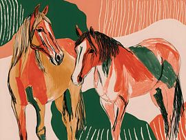 Abstract colorful horses by IamHome Studio
