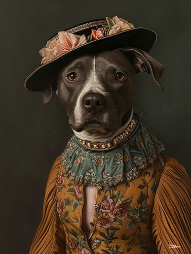 hond in victoriaanse kleding