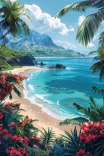 Tropisch strand met azuurblauwe zee