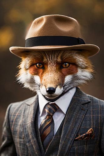 Stijlvolle vos met hoed