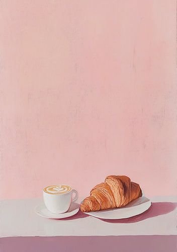 Croissant Coffee Breakfast Pink Preppy