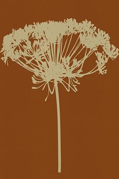 Retro-geïnspireerde botanische tekening met warm kleurenpalet