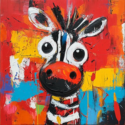 Kleurrijke Zebra met Rode Neus
