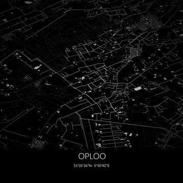 Schwarz-weiße Karte von Oploo, Nordbrabant. von Rezona