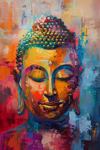 Peinture à l'huile dynamique et colorée de Bouddha par Art & Soul Creations