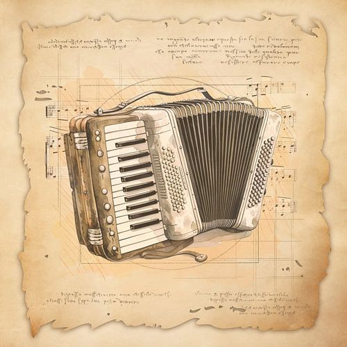Vintage accordeon kunst voor accordeonspelers, accordeonist