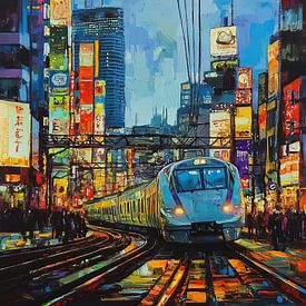 Lichtstralen in Tokio van fernlichtsicht