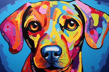 Wunderschöner Hund im Mixed-Media-Pop-Art-Stil