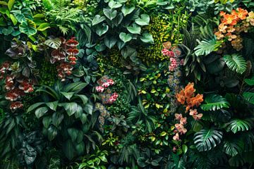 natürlicher grüner Hintergrund mit Pflanzen und Blumen von Egon Zitter
