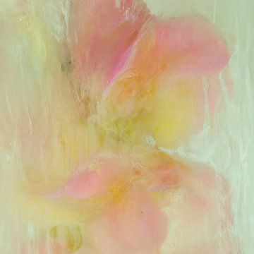 Flowers in ice cream, pastel colours pink, yellow and green
