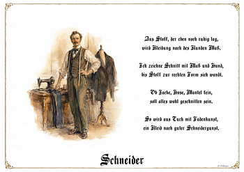 Schneider – Zunftbild mit Gedicht