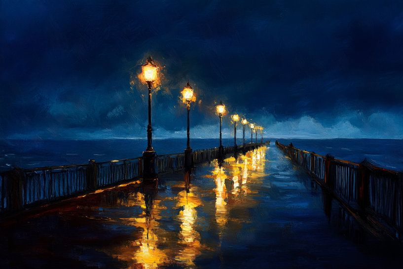Night at the pier by Poster Art Shop