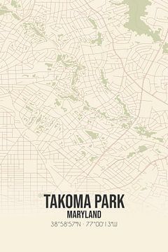 Vintage landkaart van Takoma Park (Maryland), USA. van MijnStadsPoster