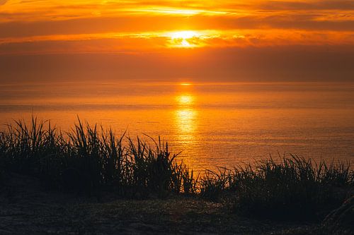 Sunset on the Baltic Sea beach at Sellin on the island of Rügen in Mecklenburg-Western Pomerania