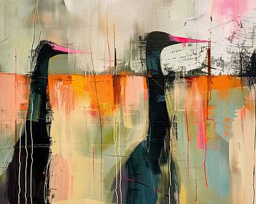Neon Snavels van Abstract Schilderij