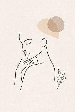 Japandi Minimal Line Art – Serenity Woman Portrait No.02 by Mister Gobers
