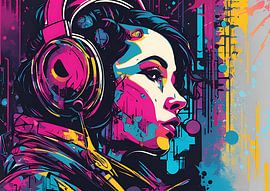 Frau mit Kopfhörern von BRZ999