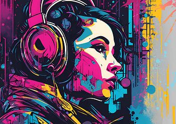 Vrouw met koptelefoon