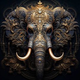 Elefant mit goldenen Verzierungen von TheXclusive Art