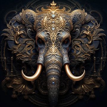 Elefant mit goldenen Verzierungen von TheXclusive Art