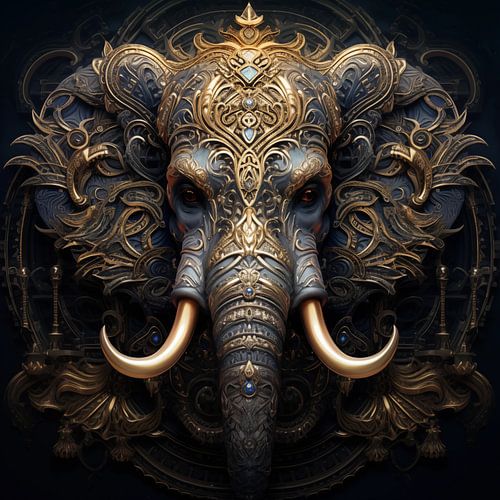 Elephant with gold decorations