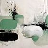 Balance in Motion - Geometric Abstract Painting in Green, Black and White by Joriali Abstract