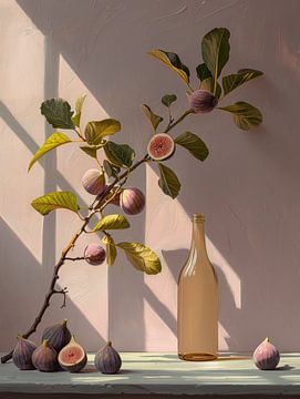 Nature morte aux figues en couleurs douces sur Japandi Art Studio