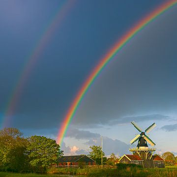 Dubbele regenboog over Bovenrijge van Henk Meijer Photography