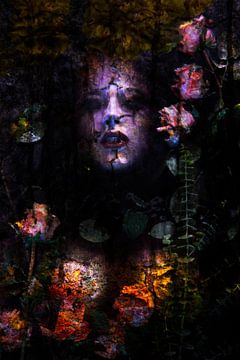 Verzonken in het donkere meer van rozen van Fotokompost von Lichtgestalt