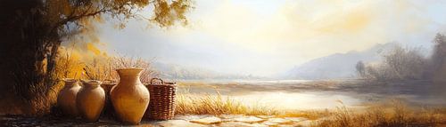 Paysage avec cruche et panier