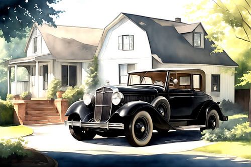 Zwarte oldtimer uit de jaren 1930