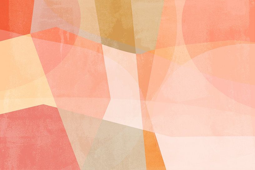 Pastel abstract shapes in pink, coral, white and yellow by Dina Dankers