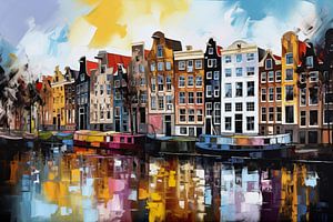 Woonboten in Amsterdam von ARTEO Gemälde