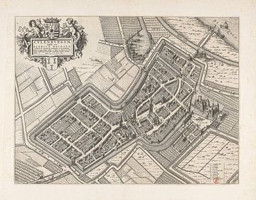 Oude kaart van Culemborg van omstreeks 1652.