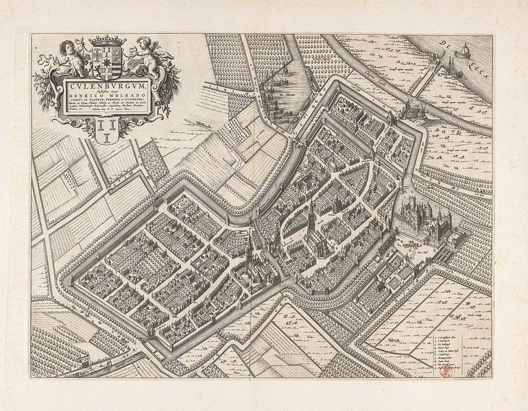 Alte Karte von Culemborg aus der Zeit um 1652. von Gert Hilbink