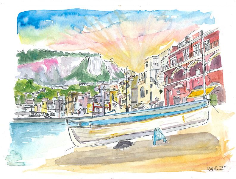 Marina Grande Boots- und Hafenszene auf der Insel Capri Italien von Markus Bleichner
