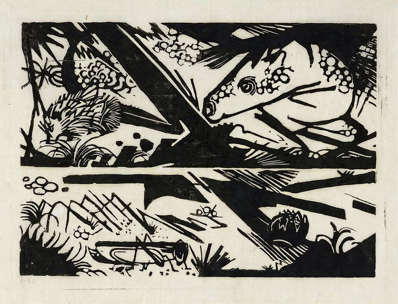 Paard en egel (1913) van Franz Marc van Peter Balan