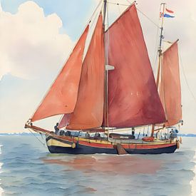 Onder rode zeilen van PhotoArt Claudia Kleemann