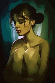 Serene portrait of a nude young woman by The Art Kroep