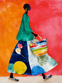 Sunset Shopper, kleurrijk portret van Carla Van Iersel