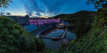 Eder dam with lighting - panorama