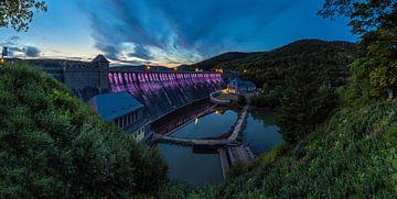 Barrage de l'Eder avec éclairage - Panorama