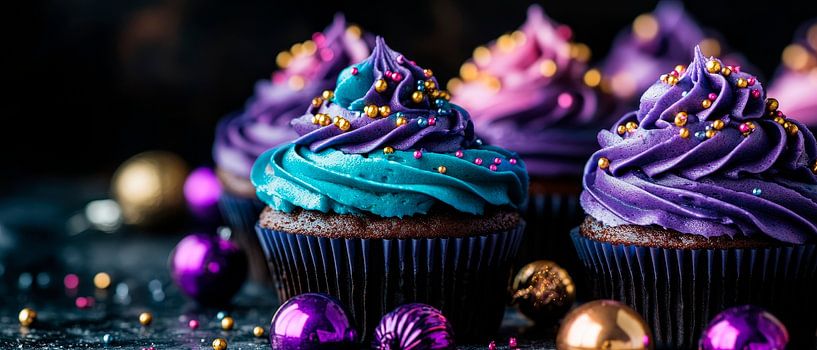 Colourful cupcakes with glittery frosting by Poster Art Shop