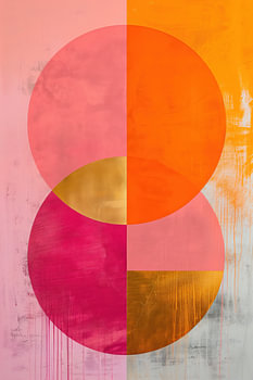 Cirkels in roze, magenta, oranje en goud - 2