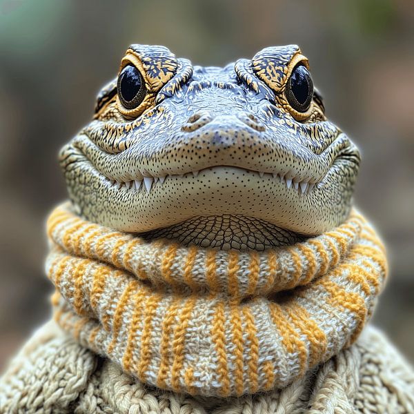 Alligator dressed for winter by Ton Kuijpers