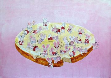 Kinderschilderij     Roze muizenbeschuit van Anne-Marie Somers