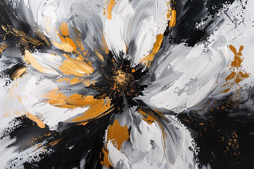Abstrakte Chrysanthemenmalerei mit Goldakzenten von Art & Soul Creations