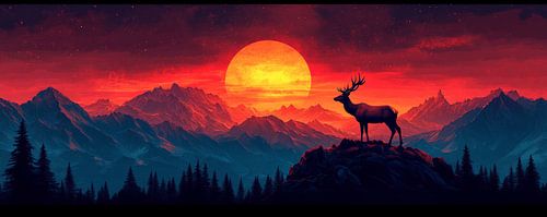 Silhouette de cerf majestueux