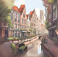 Utrecht Silent Canals Painting