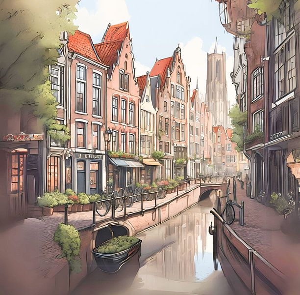 Utrecht Stille Grachten Gemälde von ComfortQ
